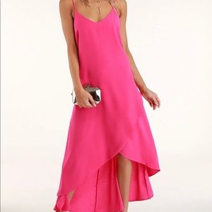 LULUS Sweet Surprise Pink High Low Maxi Dress